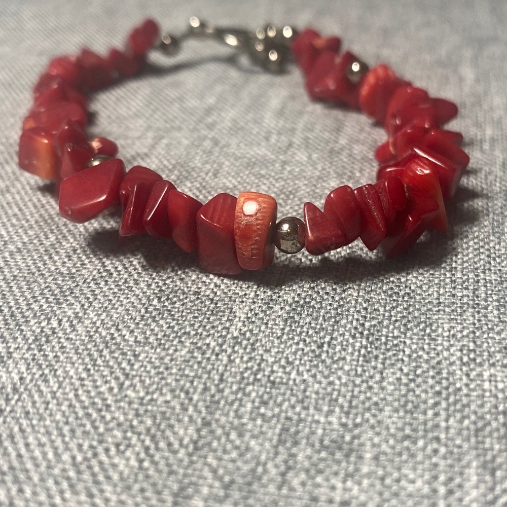 Dark Red Coral Bracelet